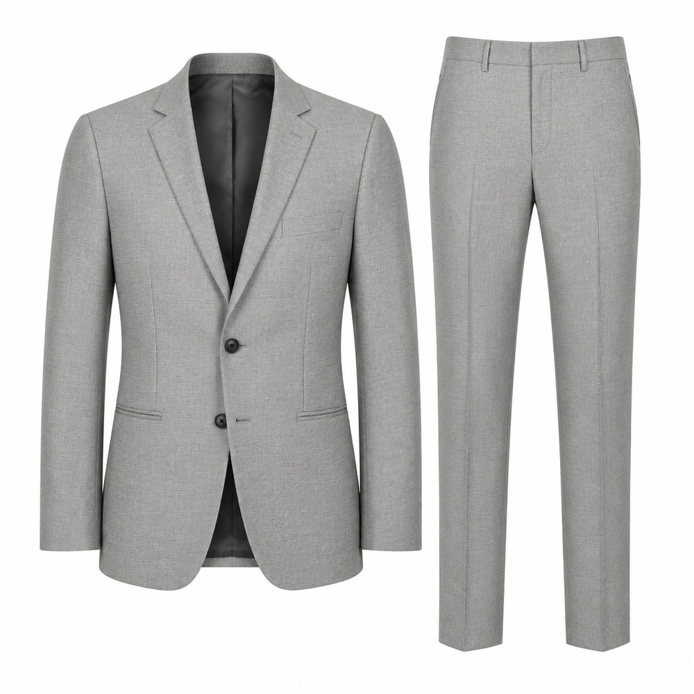 J.M. Haggar Mens 2 Piece Suit Grey Micro Pattern Blazer 42S Trousers 35x27